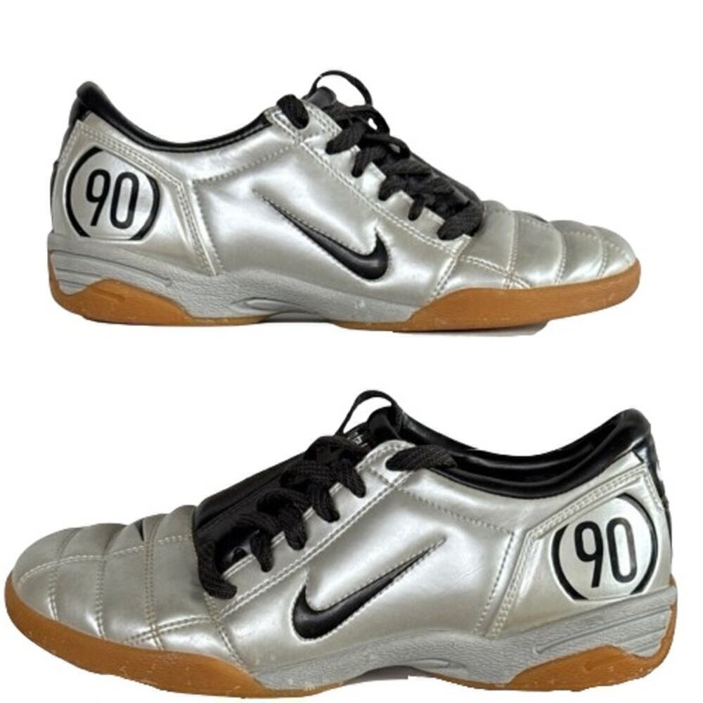 NIKE Tiempo Indoor Black R10 RONALDINHO Metallic Soccer Shoes Men US6.5 UK6 EU39